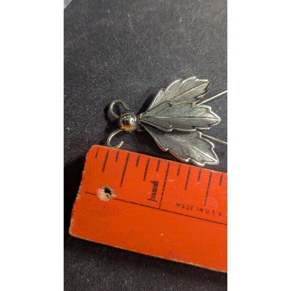 vintage Nickel Silver Insect Bug fly Brooch Pin  2"  Unique Design - Picture 6 of 7